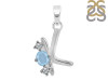 Aquamarine & White Topaz Alphabet K Pendant AQM-RDA-63.