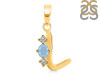 Aquamarine & White Topaz Alphabet L Pendant AQM-RDA-64.