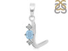 Aquamarine & White Topaz Alphabet L Pendant AQM-RDA-64.