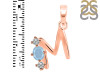Aquamarine & White Topaz Alphabet M Pendant AQM-RDA-65.