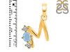 Aquamarine & White Topaz Alphabet M Pendant AQM-RDA-65.
