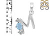 Aquamarine & White Topaz Alphabet M Pendant AQM-RDA-65.