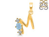 Aquamarine & White Topaz Alphabet M Pendant AQM-RDA-65.
