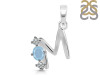 Aquamarine & White Topaz Alphabet M Pendant AQM-RDA-65.