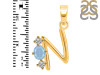 Aquamarine & White Topaz Alphabet N Pendant AQM-RDA-66.