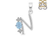 Aquamarine & White Topaz Alphabet N Pendant AQM-RDA-66.