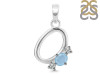 Aquamarine & White Topaz Alphabet O Pendant AQM-RDA-67.