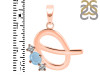 Aquamarine & White Topaz Alphabet Q Pendant AQM-RDA-69.