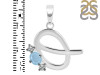 Aquamarine & White Topaz Alphabet Q Pendant AQM-RDA-69.