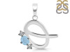 Aquamarine & White Topaz Alphabet Q Pendant AQM-RDA-69.
