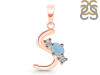 Aquamarine & White Topaz Alphabet S Pendant AQM-RDA-71.