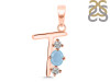 Aquamarine & White Topaz Alphabet T Pendant AQM-RDA-72.