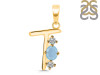 Aquamarine & White Topaz Alphabet T Pendant AQM-RDA-72.
