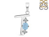 Aquamarine & White Topaz Alphabet T Pendant AQM-RDA-72.