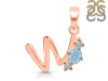 Aquamarine & White Topaz Alphabet W Pendant AQM-RDA-75.