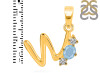 Aquamarine & White Topaz Alphabet W Pendant AQM-RDA-75.