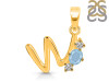 Aquamarine & White Topaz Alphabet W Pendant AQM-RDA-75.