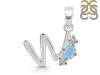 Aquamarine & White Topaz Alphabet W Pendant AQM-RDA-75.