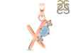 Aquamarine & White Topaz Alphabet X Pendant AQM-RDA-76.