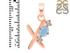Aquamarine & White Topaz Alphabet X Pendant AQM-RDA-76.