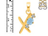 Aquamarine & White Topaz Alphabet X Pendant AQM-RDA-76.