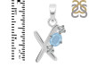 Aquamarine & White Topaz Alphabet X Pendant AQM-RDA-76.
