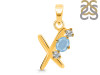 Aquamarine & White Topaz Alphabet X Pendant AQM-RDA-76.