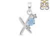Aquamarine & White Topaz Alphabet X Pendant AQM-RDA-76.