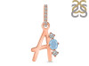 Aquamarine & White Topaz Alphabet A Pendant AQM-RDA-79.