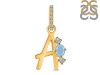 Aquamarine & White Topaz Alphabet A Pendant AQM-RDA-79.