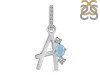 Aquamarine & White Topaz Alphabet A Pendant AQM-RDA-79.