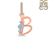 Aquamarine & White Topaz Alphabet B Pendant AQM-RDA-80.