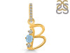 Aquamarine & White Topaz Alphabet B Pendant AQM-RDA-80.