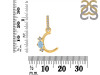 Aquamarine & White Topaz Alphabet C Pendant AQM-RDA-81.