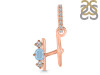 Aquamarine & White Topaz Alphabet H Pendant AQM-RDA-86.