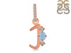 Aquamarine & White Topaz Alphabet J Pendant AQM-RDA-88.