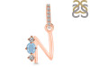 Aquamarine & White Topaz Alphabet N Pendant AQM-RDA-92.