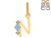 Aquamarine & White Topaz Alphabet N Pendant AQM-RDA-92.