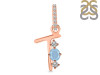 Aquamarine & White Topaz Alphabet T Pendant AQM-RDA-98.