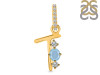 Aquamarine & White Topaz Alphabet T Pendant AQM-RDA-98.