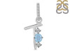 Aquamarine & White Topaz Alphabet T Pendant AQM-RDA-98.