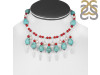 Turquoise/Red Coral/Pearl Beaded Necklace BDD-12-1608