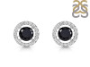 Black Tourmaline & White Topaz Stud Earring BLS-RDE-1003.