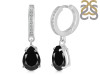 Black Tourmaline & White Topaz Hoop Earring BLS-RDE-1223.
