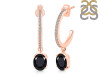 Black Tourmaline & White Topaz Hoop Earring BLS-RDE-1469.