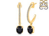 Black Tourmaline & White Topaz Hoop Earring BLS-RDE-1469.