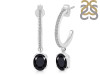 Black Tourmaline & White Topaz Hoop Earring BLS-RDE-1469.