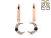 Black Tourmaline & White Topaz Hoop Earring BLS-RDE-1471.