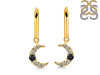 Black Tourmaline & White Topaz Hoop Earring BLS-RDE-1471.
