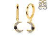 Black Tourmaline & White Topaz Hoop Earring BLS-RDE-1471.